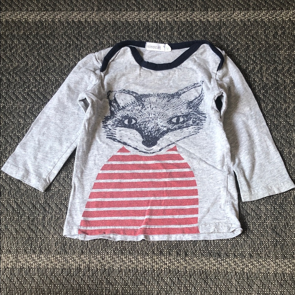 Kids Grey Long-Sleeve Fox Graphic Tee by